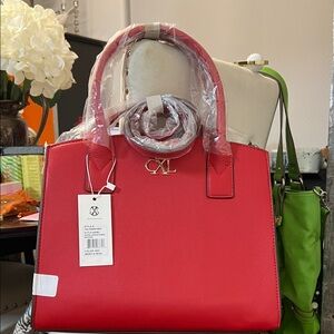 CXL Christian Lacroix Eiffel Red faux Leather Satchel W/Crossbody NWT